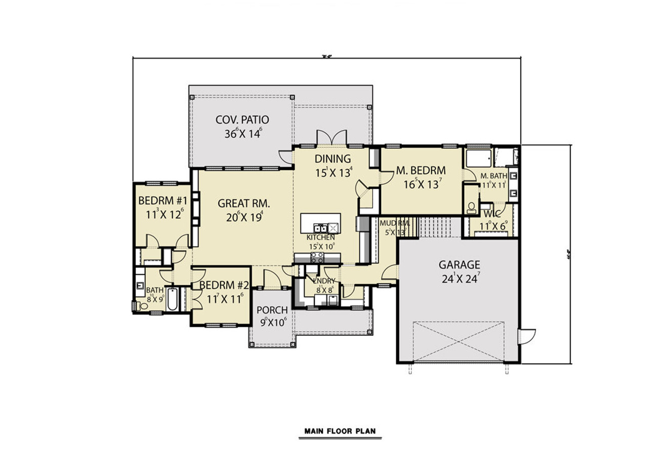 Craftsman House Plan - 67956 - 1st Floor Plan