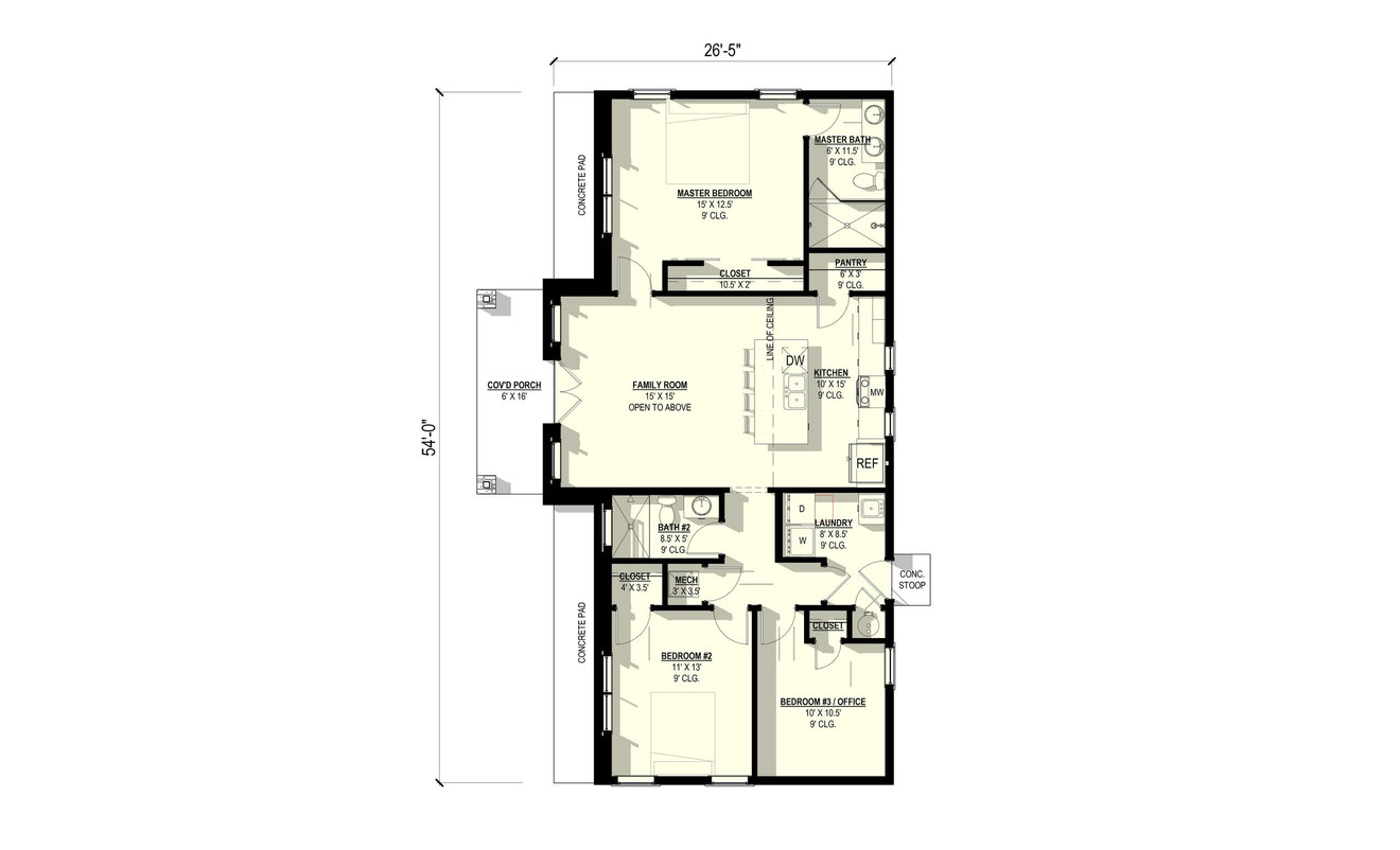 Modern House Plan - Elderberry 47685 - 1st Floor Plan