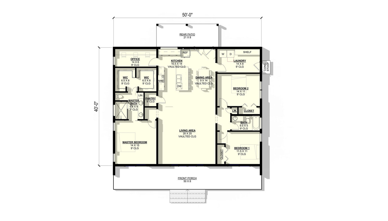 Traditional House Plan - Carnation 1 74502 - 1st Floor Plan