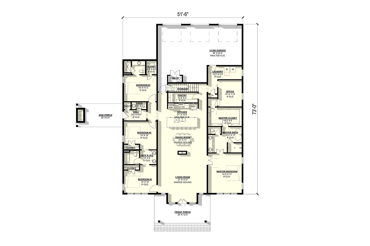Country House Plan - Globe Thistle 79514 - 1st Floor Plan