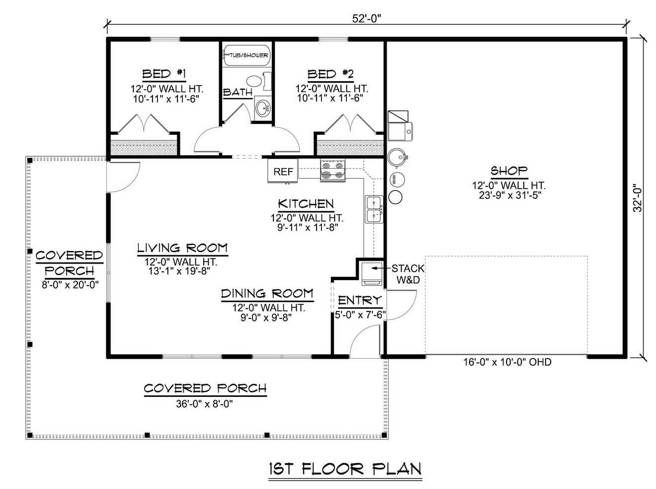 Country House Plan - 54641 - 1st Floor Plan
