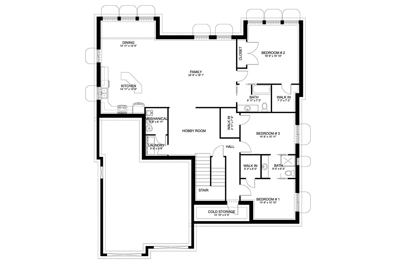 Ranch House Plan - Kirk 77726 - Basement Floor Plan