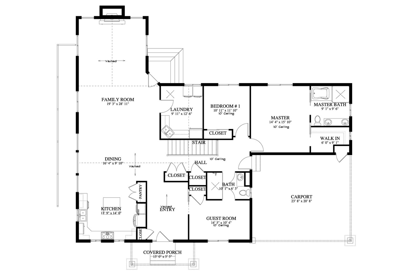 Craftsman House Plan - Pead 21950 - 1st Floor Plan