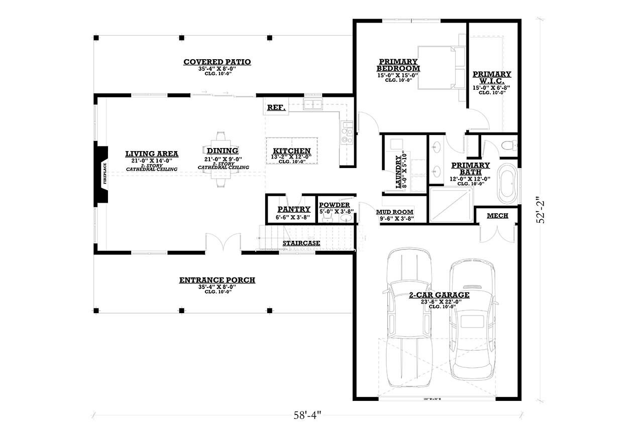 Farmhouse House Plan - Barnie 30644 - 1st Floor Plan