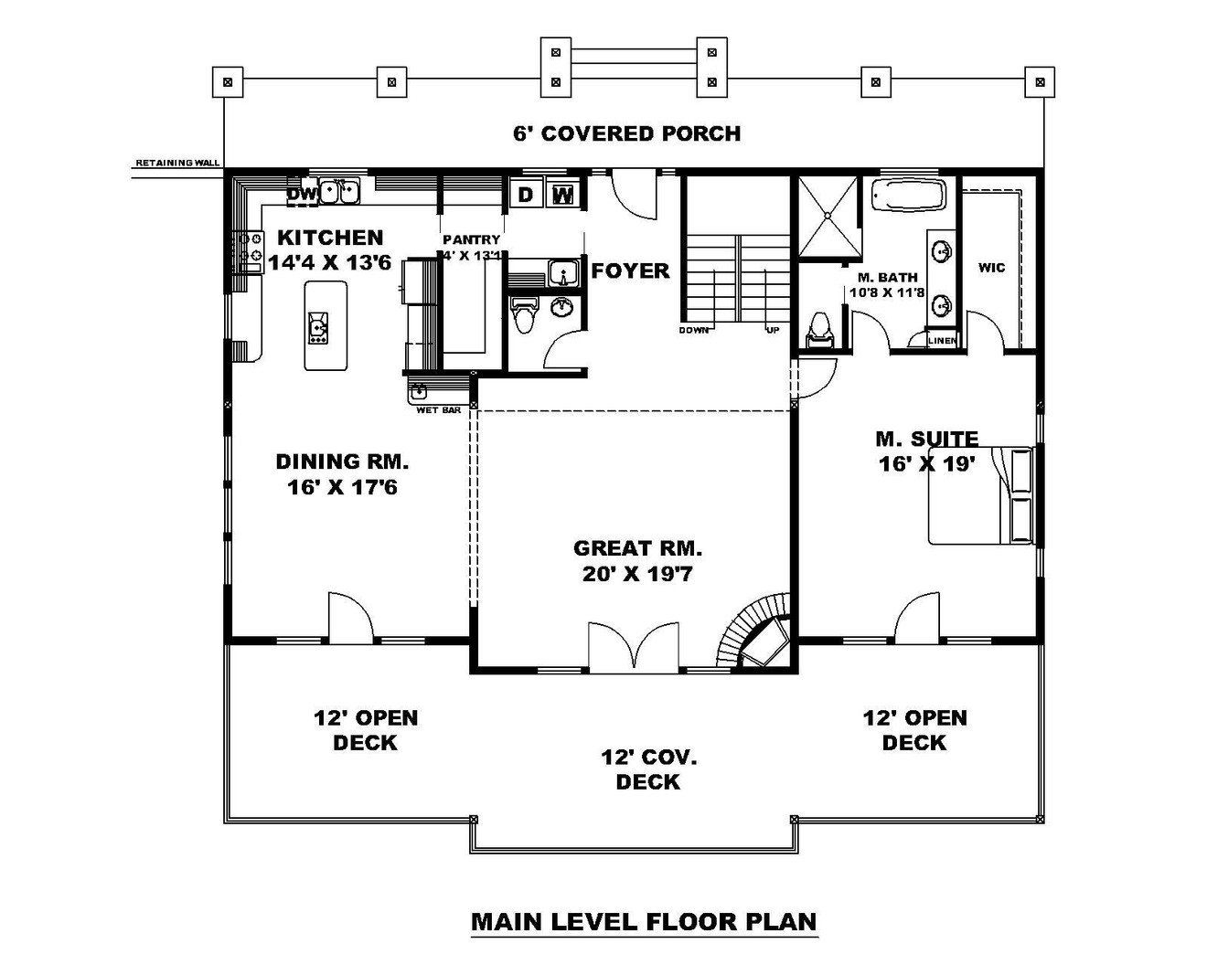 Mountain Rustic House Plan - 70876 - 1st Floor Plan