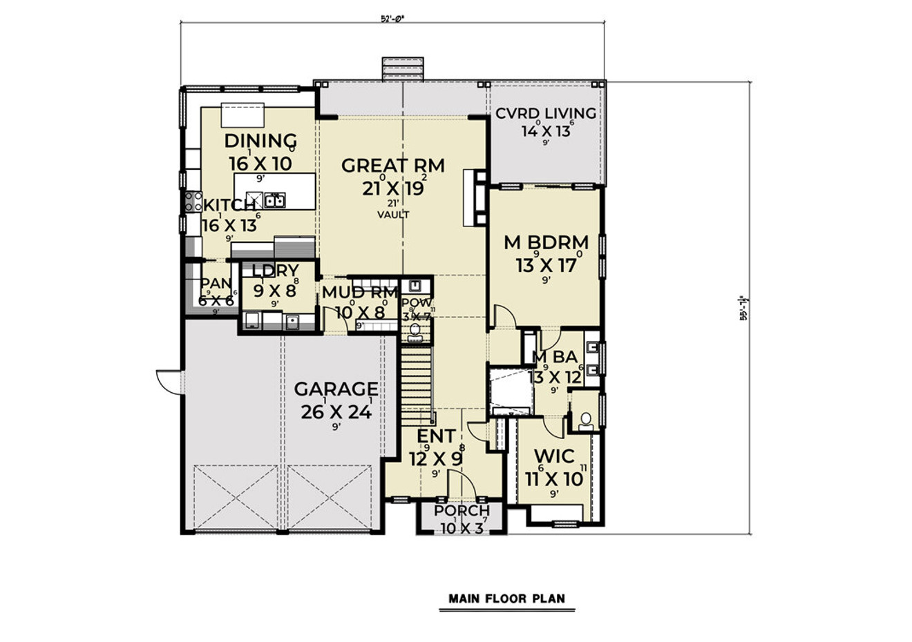 Traditional House Plan - 50724 - 1st Floor Plan