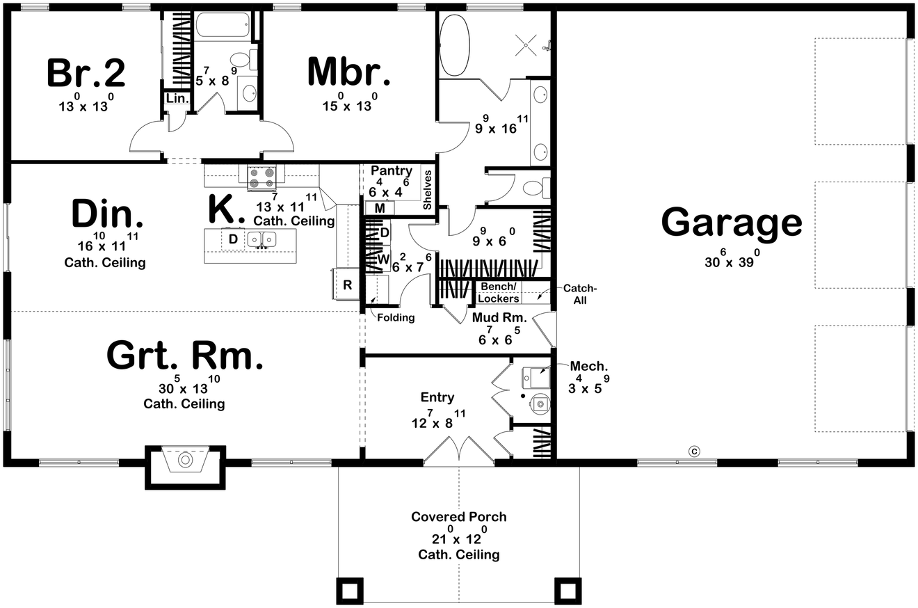 Craftsman House Plan - Aspen Valley 88808 - 1st Floor Plan