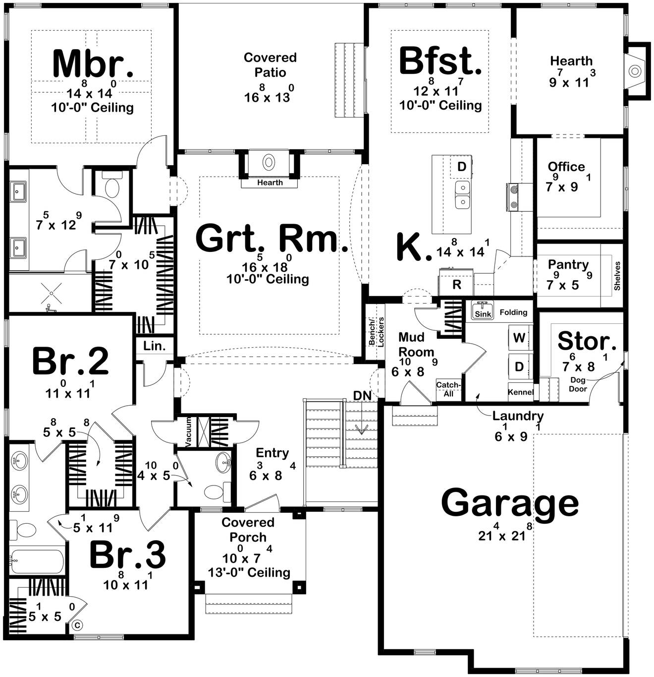 European House Plan - Matthews 82057 - 1st Floor Plan