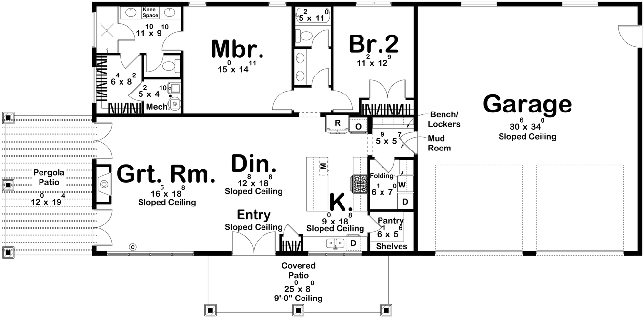 Farmhouse House Plan - Bradbury 82457 - 1st Floor Plan
