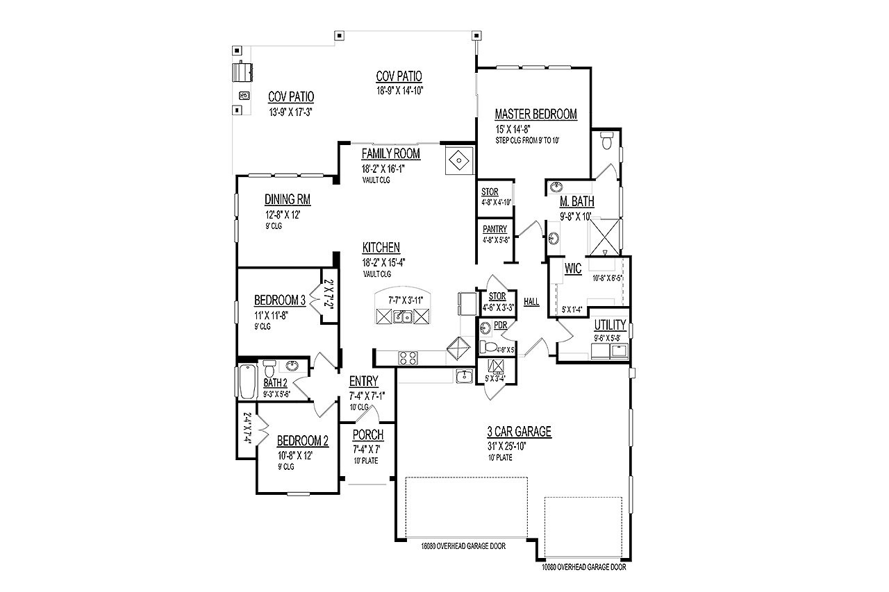 Craftsman House Plan - 70224 - 1st Floor Plan