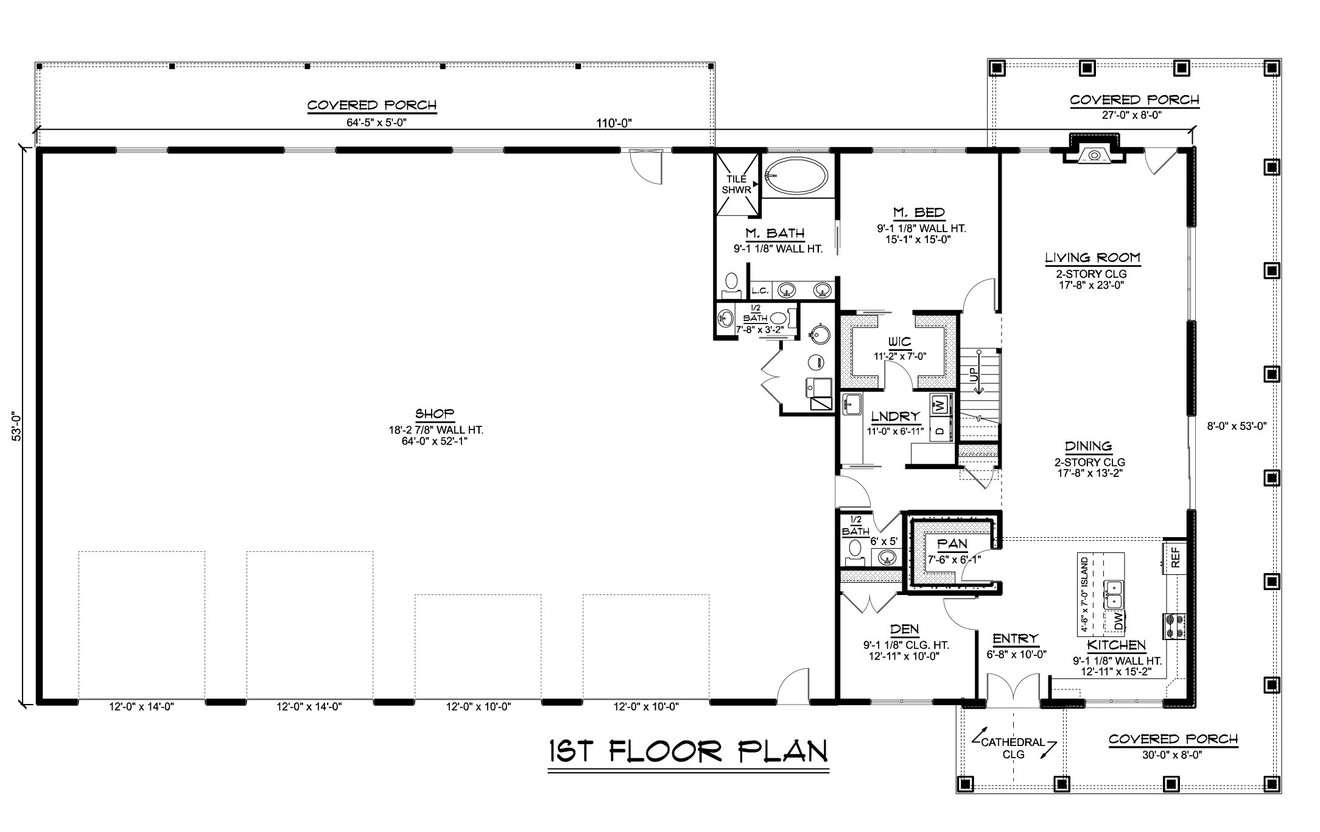 Country House Plan - 70372 - 1st Floor Plan