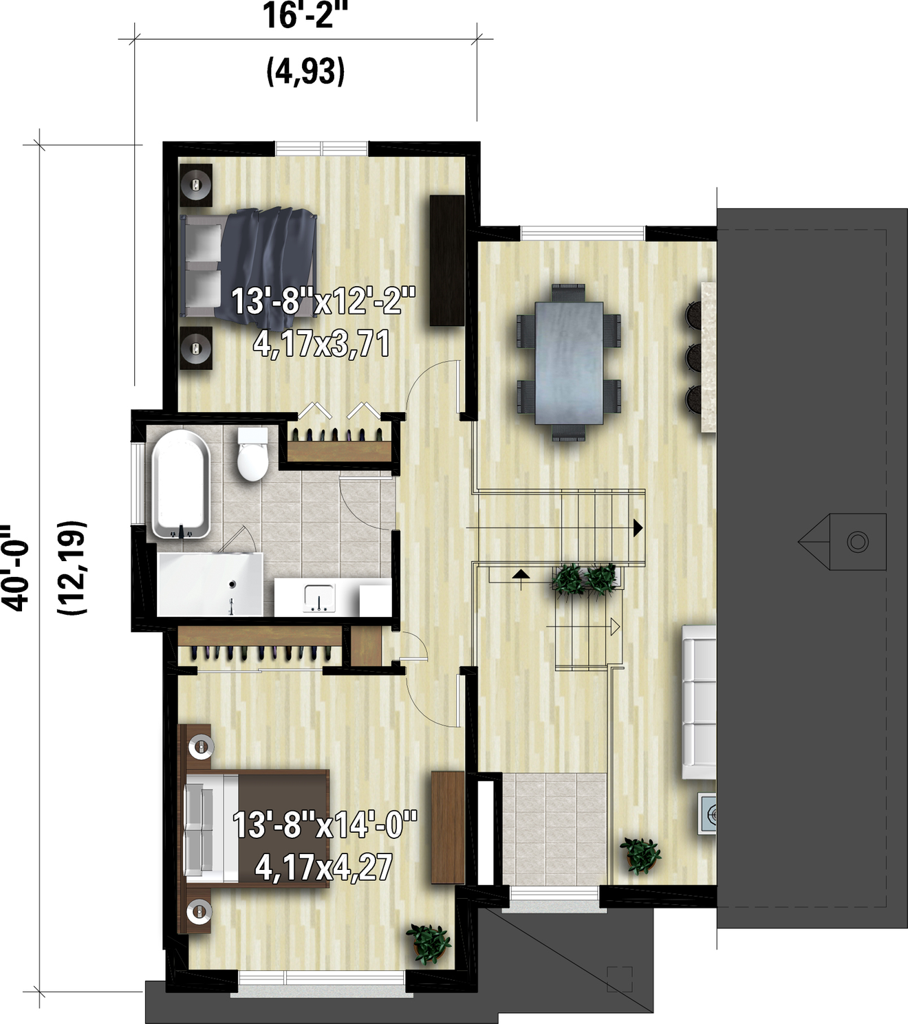 Secondary Image - Modern House Plan - 57322 - 2nd Floor Plan