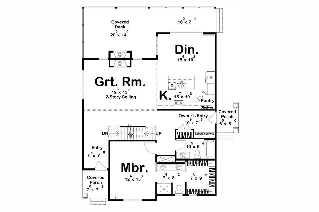 Craftsman House Plan - Richmond Creek 99000 - 1st Floor Plan