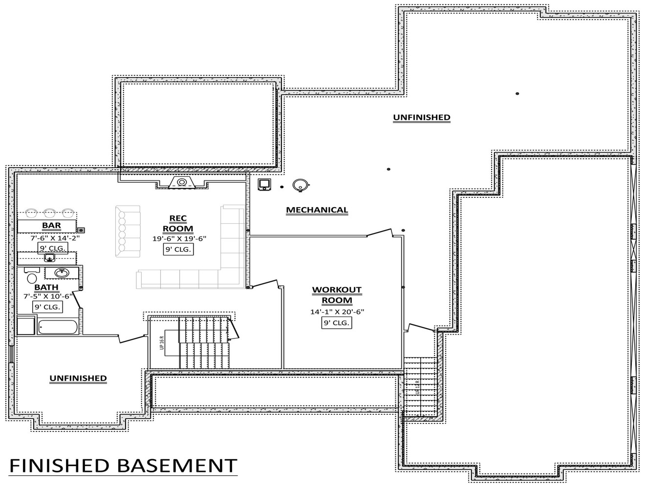 Farmhouse House Plan - 95971 - Basement Floor Plan