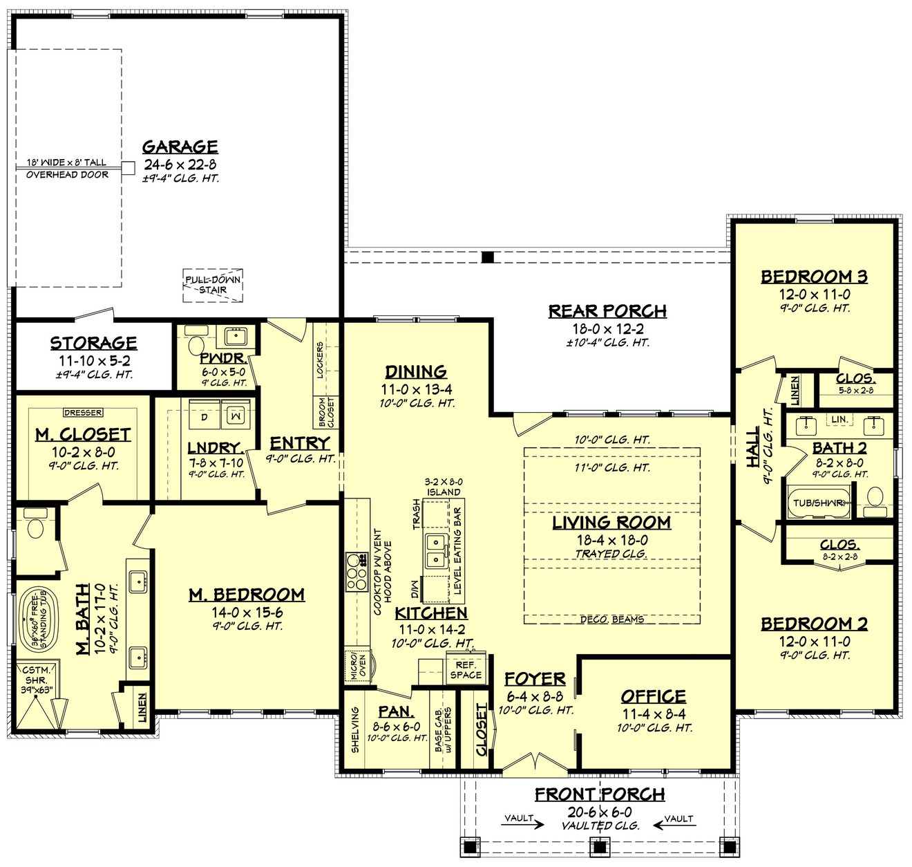 Craftsman House Plan - Rose Hill 78523 - 1st Floor Plan