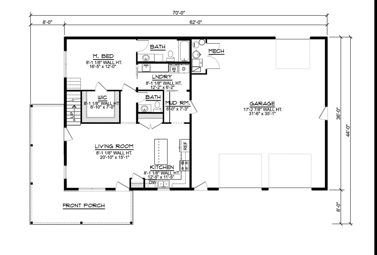 Farmhouse House Plan - 43980 - 1st Floor Plan