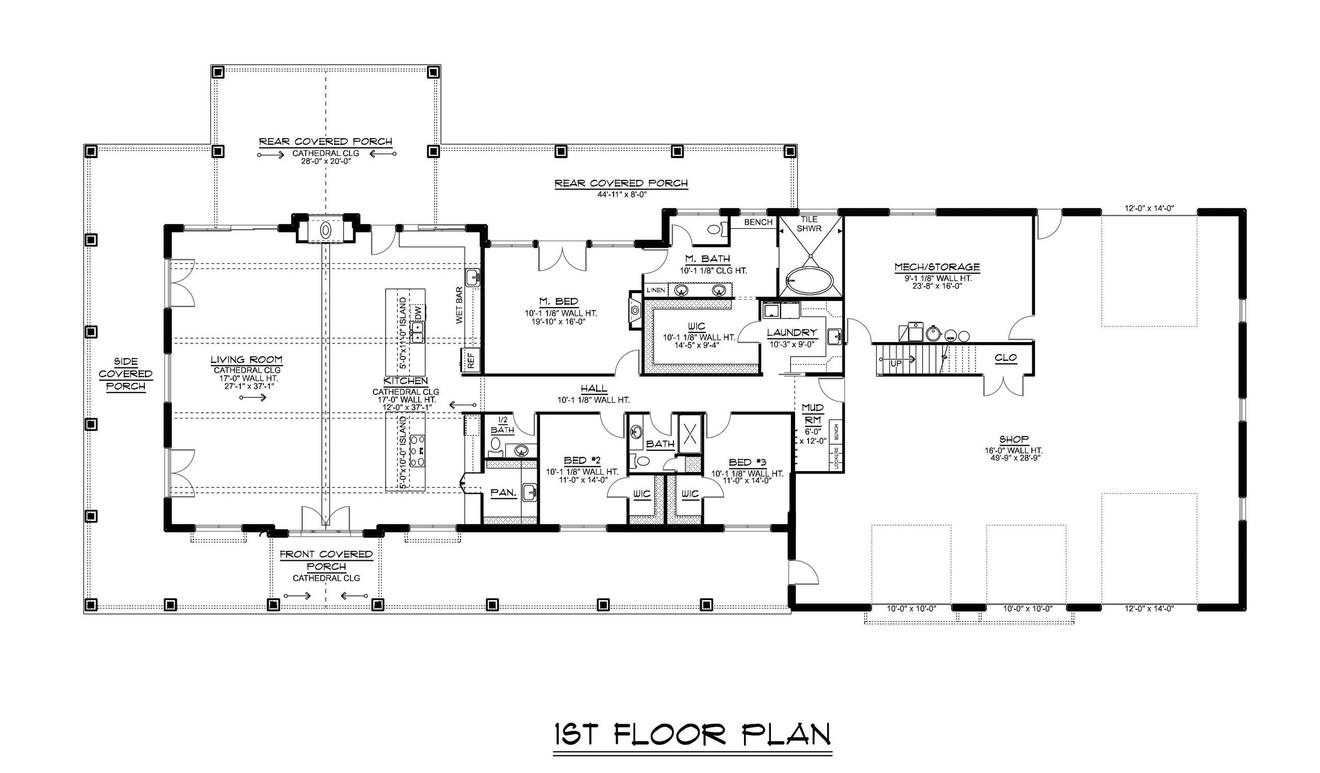 Farmhouse House Plan - 63604 - 1st Floor Plan