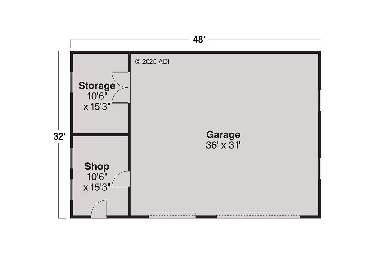Prairie House Plan - Garage w/Shop 24950 - 1st Floor Plan