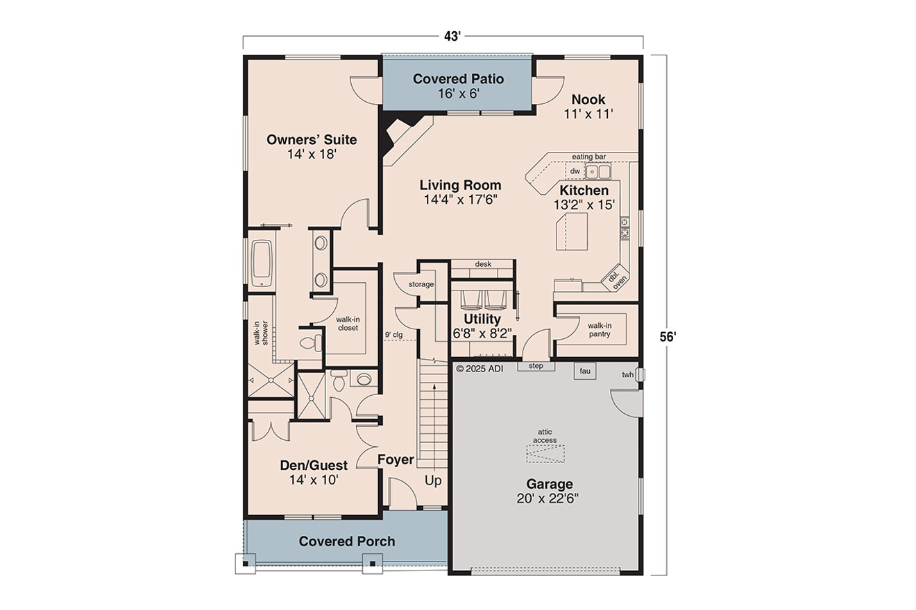 Bungalow House Plan - Earlwood 58738 - 1st Floor Plan