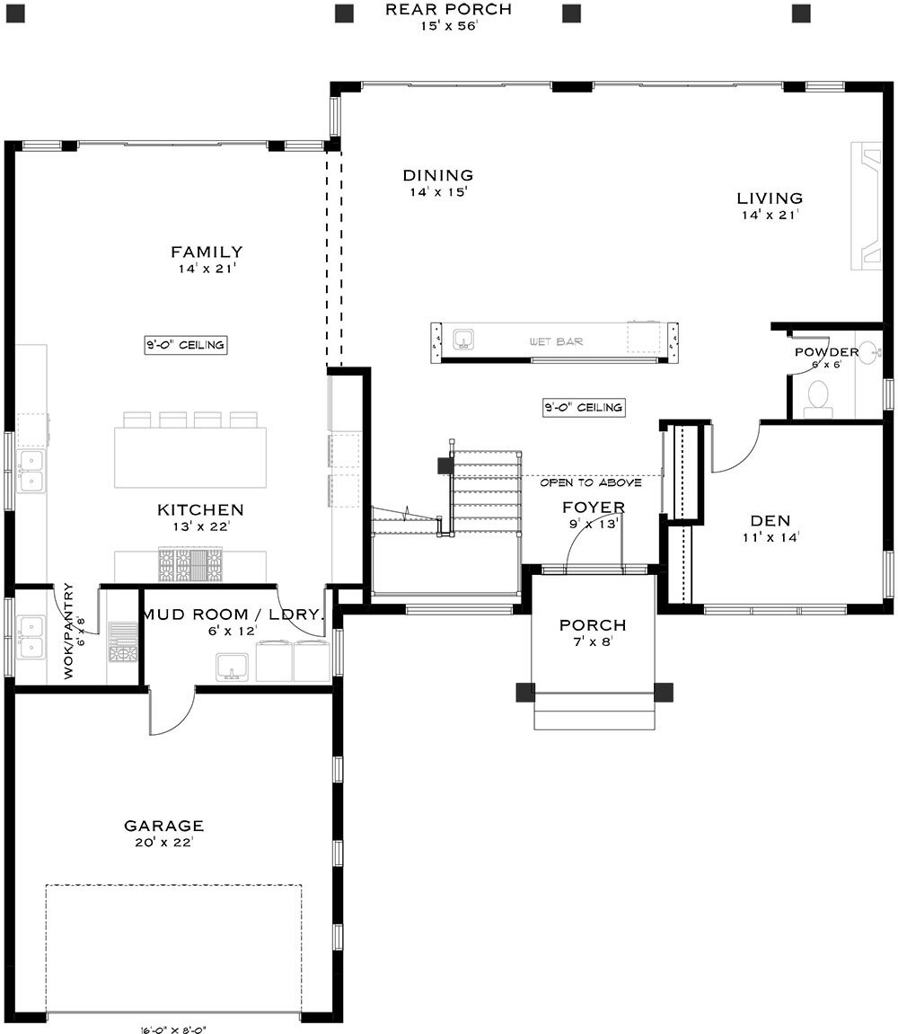 Modern House Plan - Edgeview 84676 - 1st Floor Plan