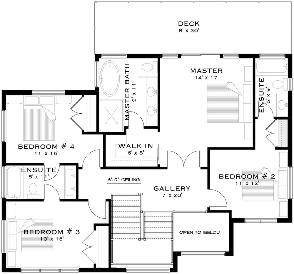Secondary Image - Modern House Plan - Edgeview 84676 - 2nd Floor Plan