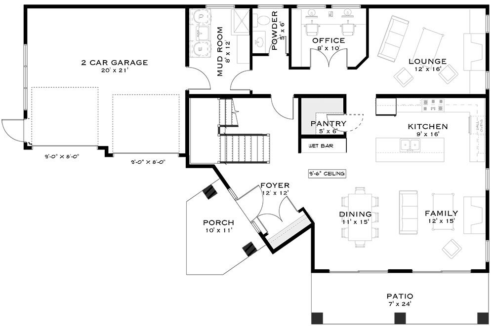 Contemporary House Plan - Nelson 19460 - 1st Floor Plan