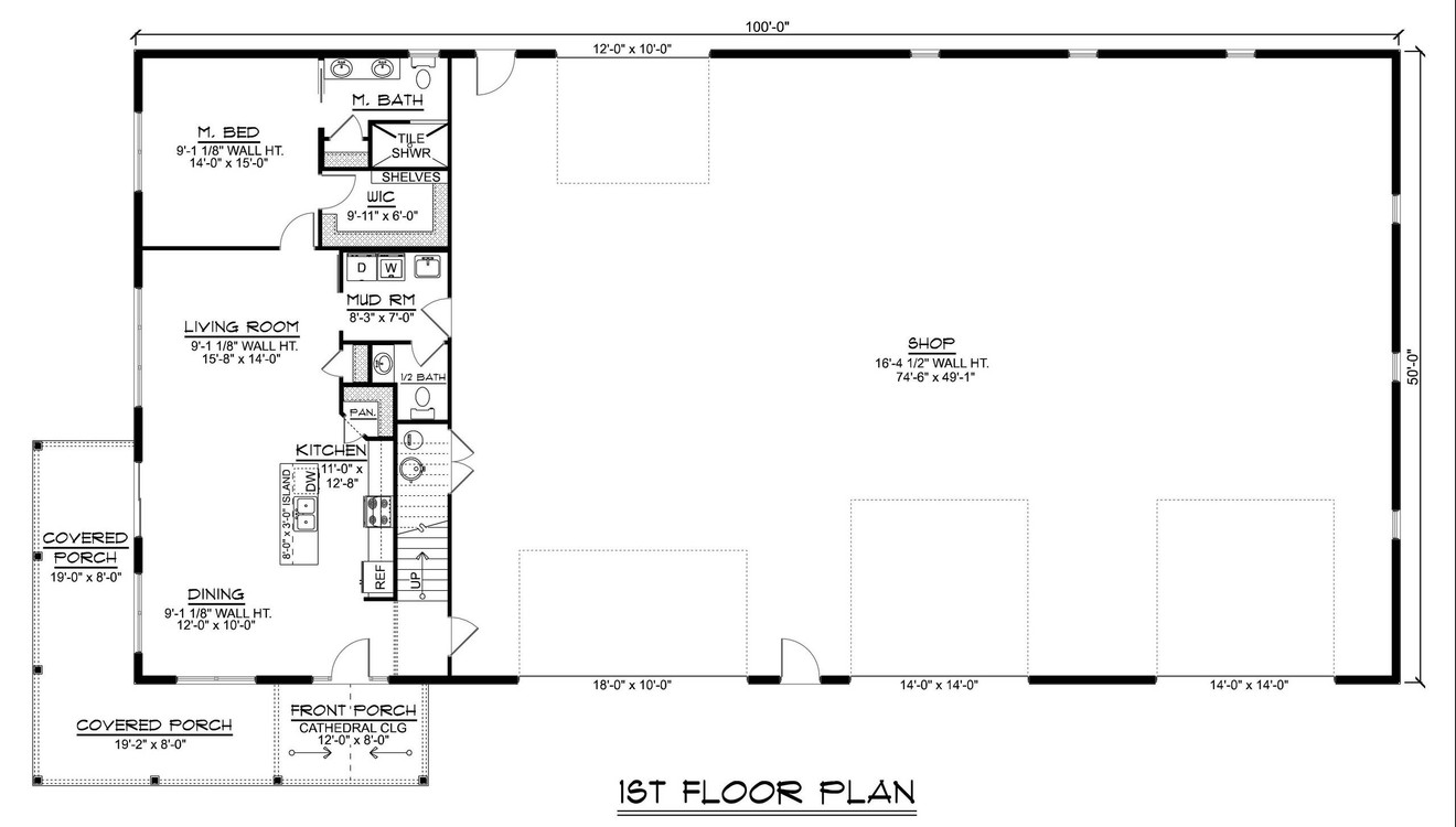 Country House Plan - 68990 - 1st Floor Plan