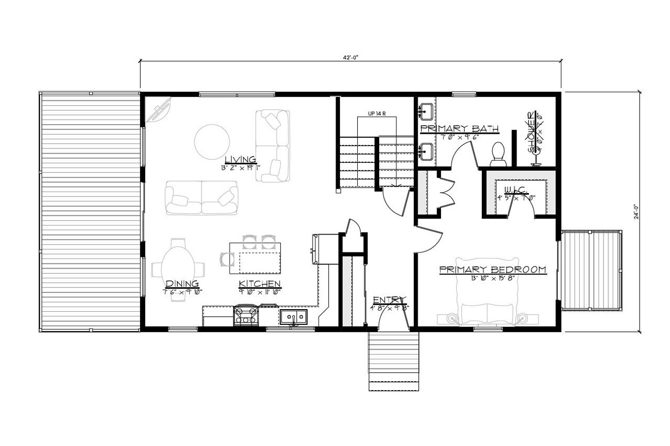 Mountain Rustic House Plan - Sandy River 43852 - 1st Floor Plan