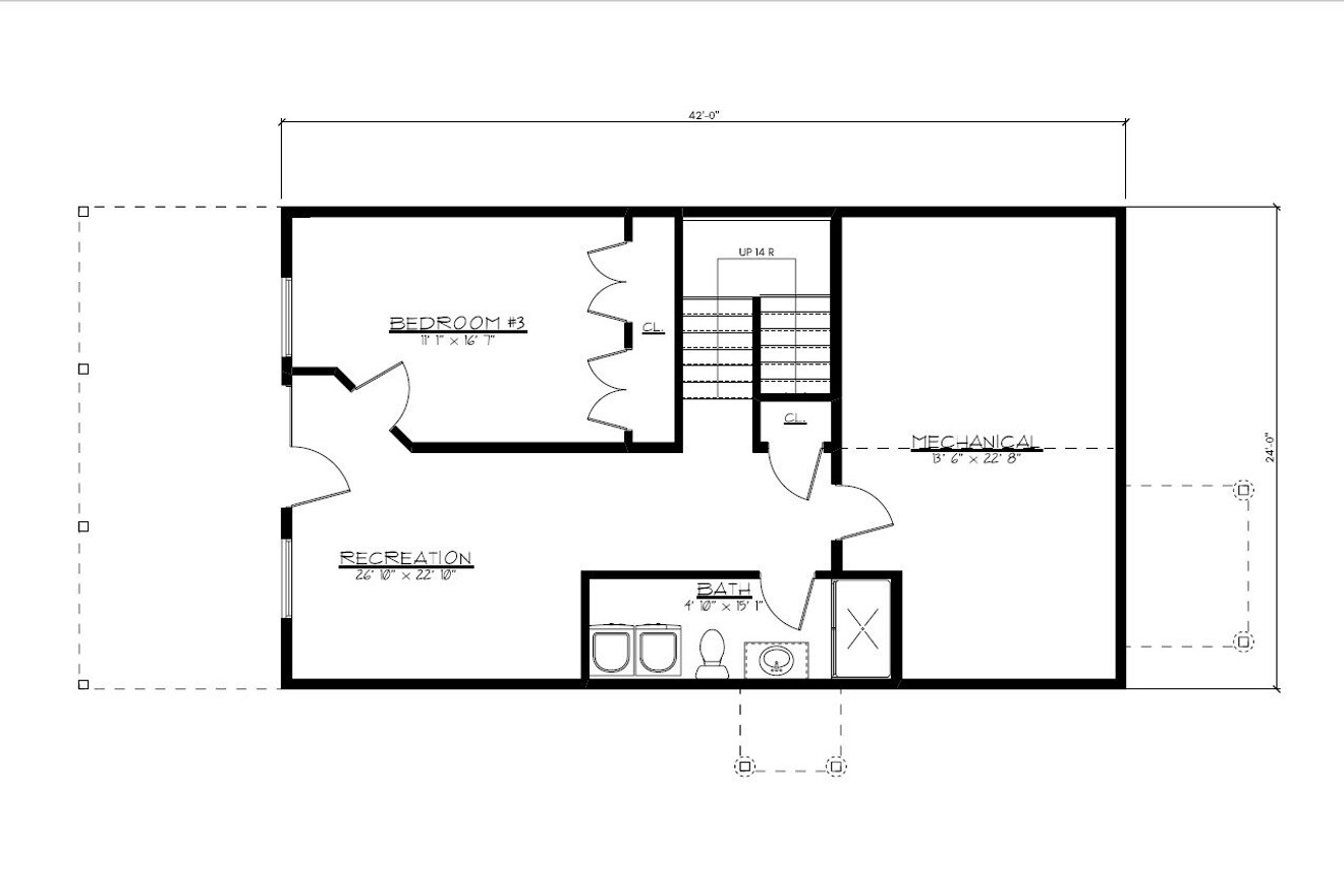 Mountain Rustic House Plan - Sandy River 43852 - Basement Floor Plan