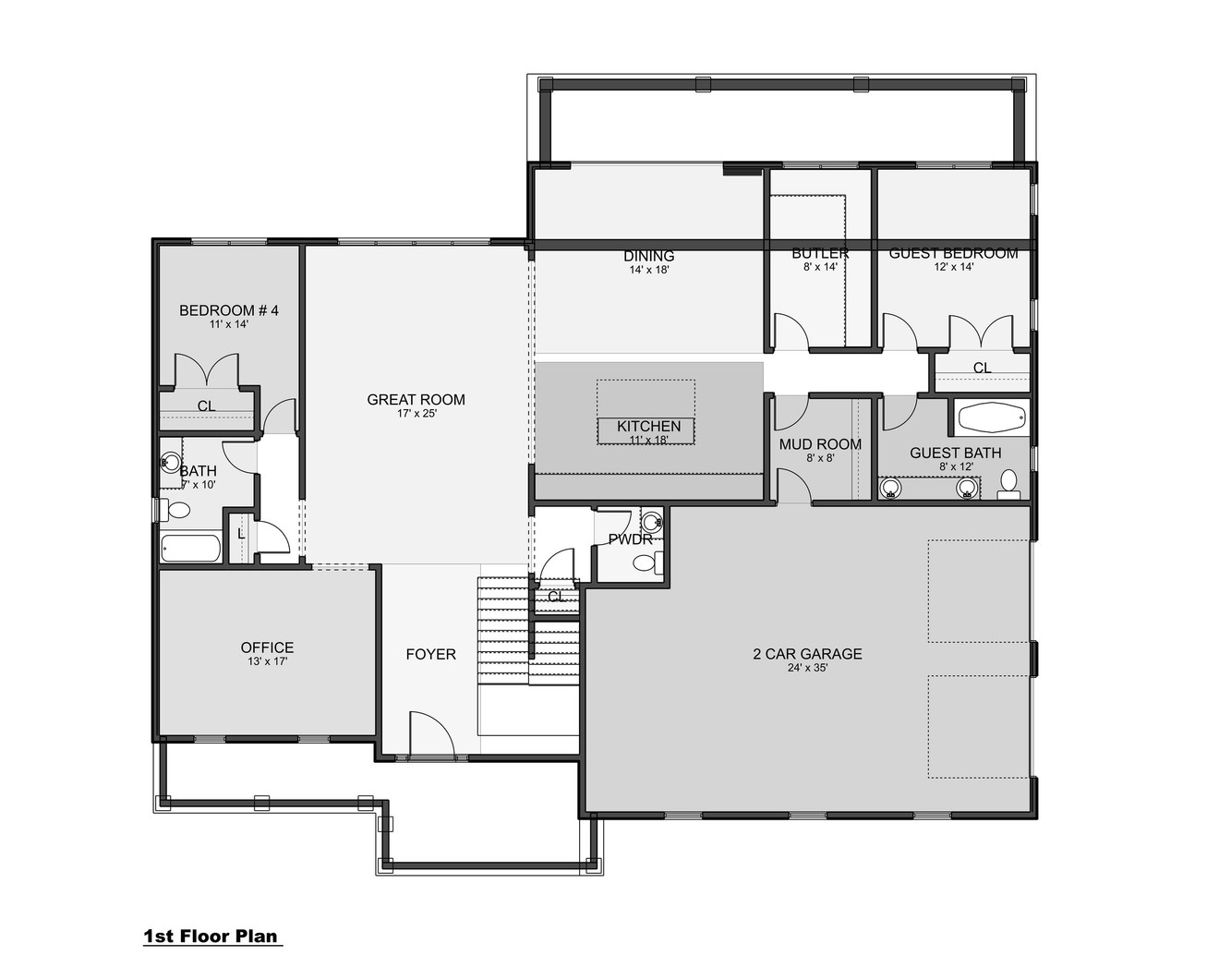 Craftsman House Plan - Elmont 53188 - 1st Floor Plan