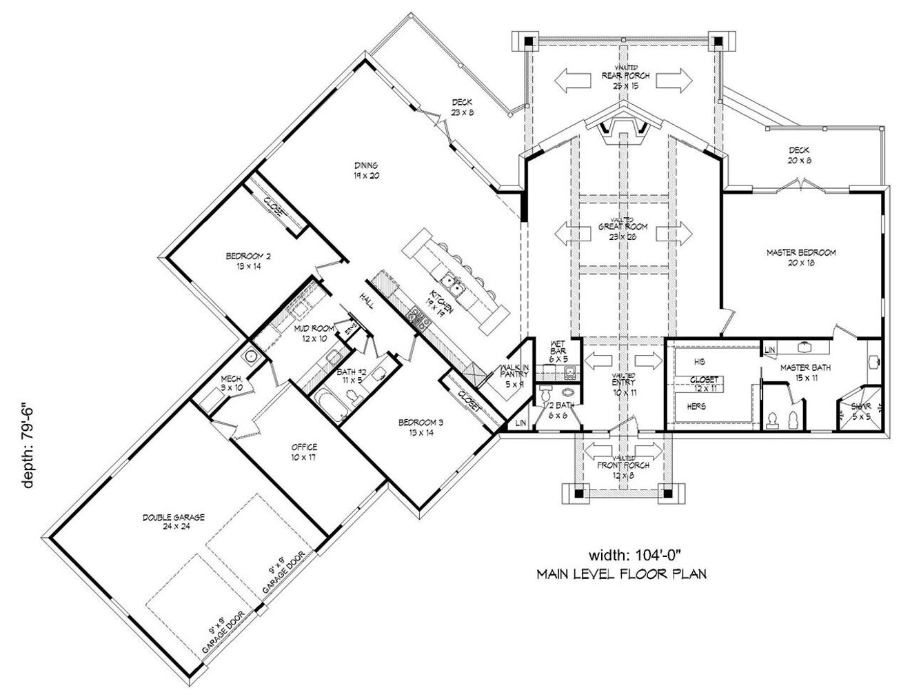 Mountain Rustic House Plan - Crane Mountain 46334 - 1st Floor Plan