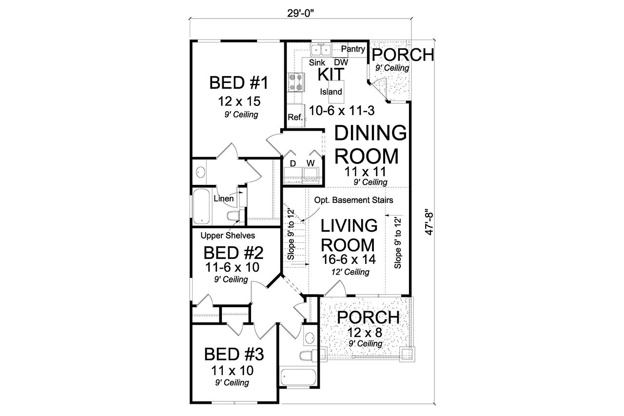Cottage House Plan - Southbay 67097 - 1st Floor Plan