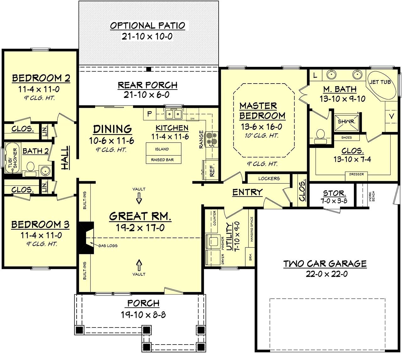 Craftsman House Plan - East Bailey 21552 - 1st Floor Plan