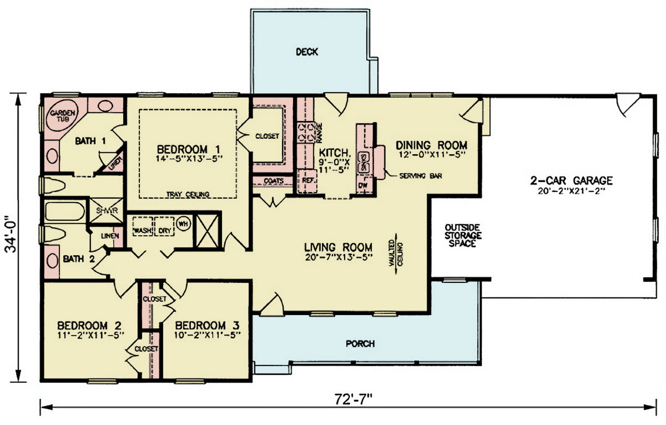 Ranch House Plan - Canada 2 41611 - 1st Floor Plan