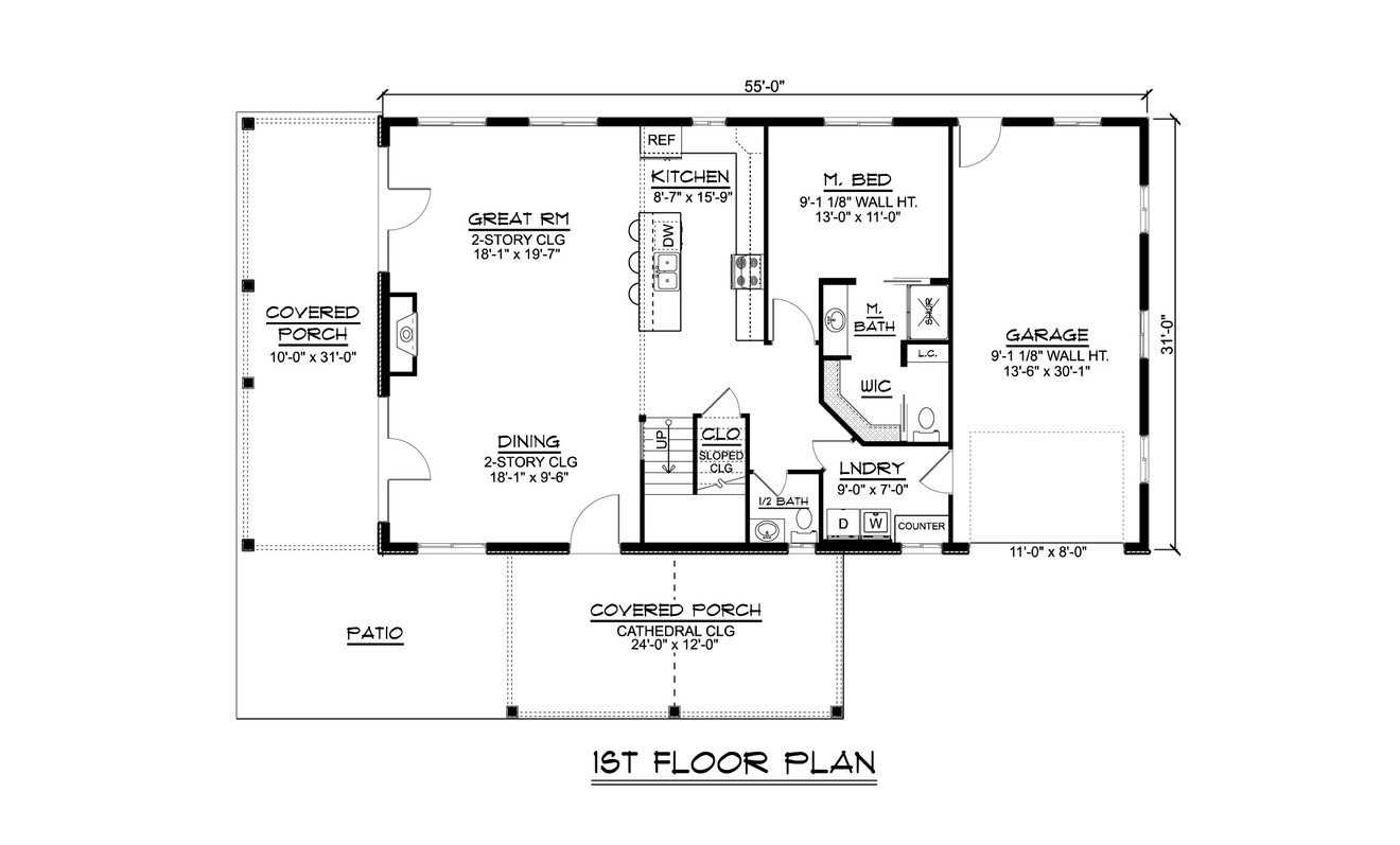 Country House Plan - 32683 - 1st Floor Plan
