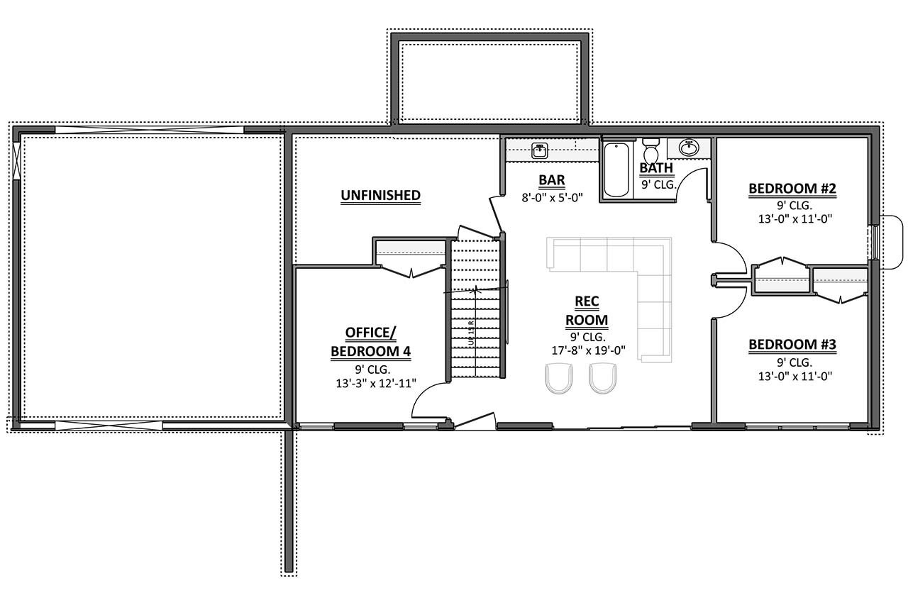 Contemporary House Plan - 89878 - Basement Floor Plan