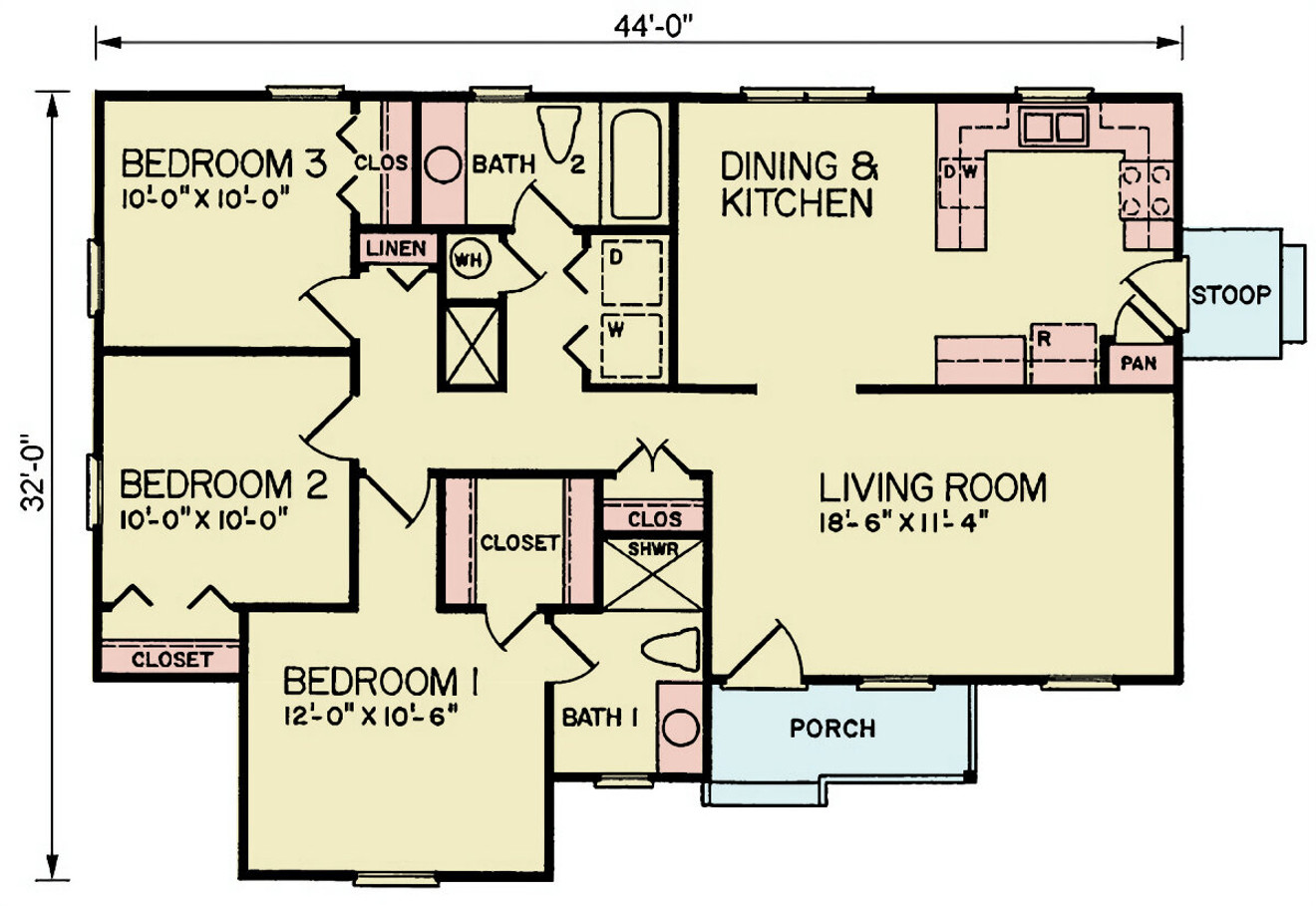 Traditional House Plan - Edison 2  60339 - 1st Floor Plan