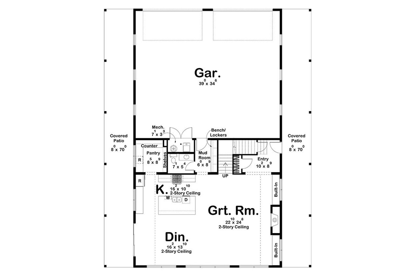 Farmhouse House Plan - Stonewater 59704 - 1st Floor Plan