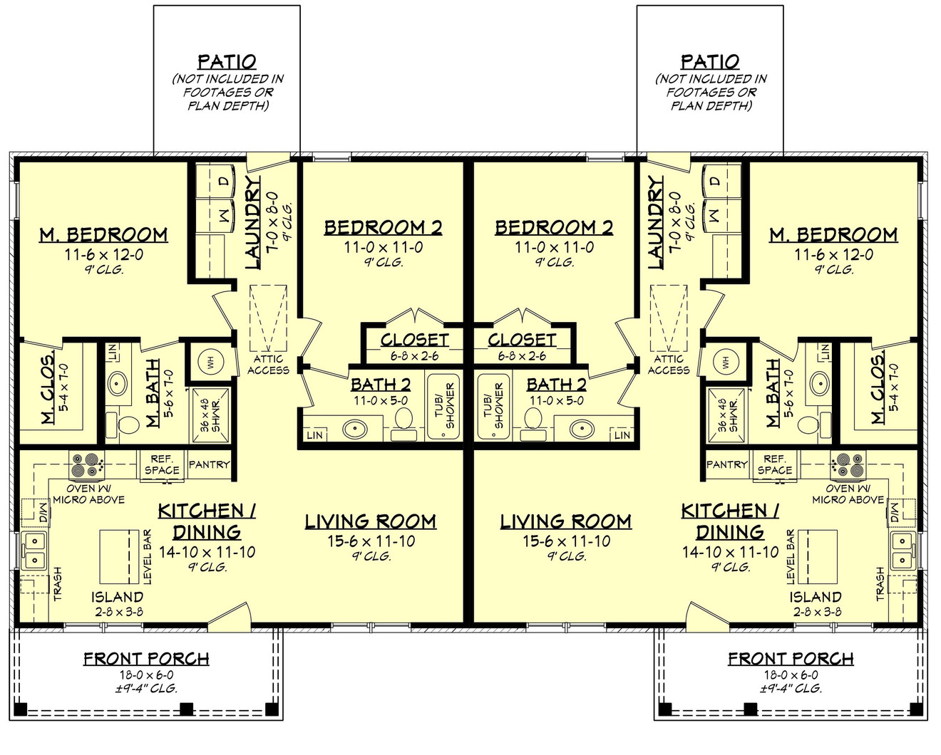 Traditional House Plan - Niko Duplex 92297 - 1st Floor Plan