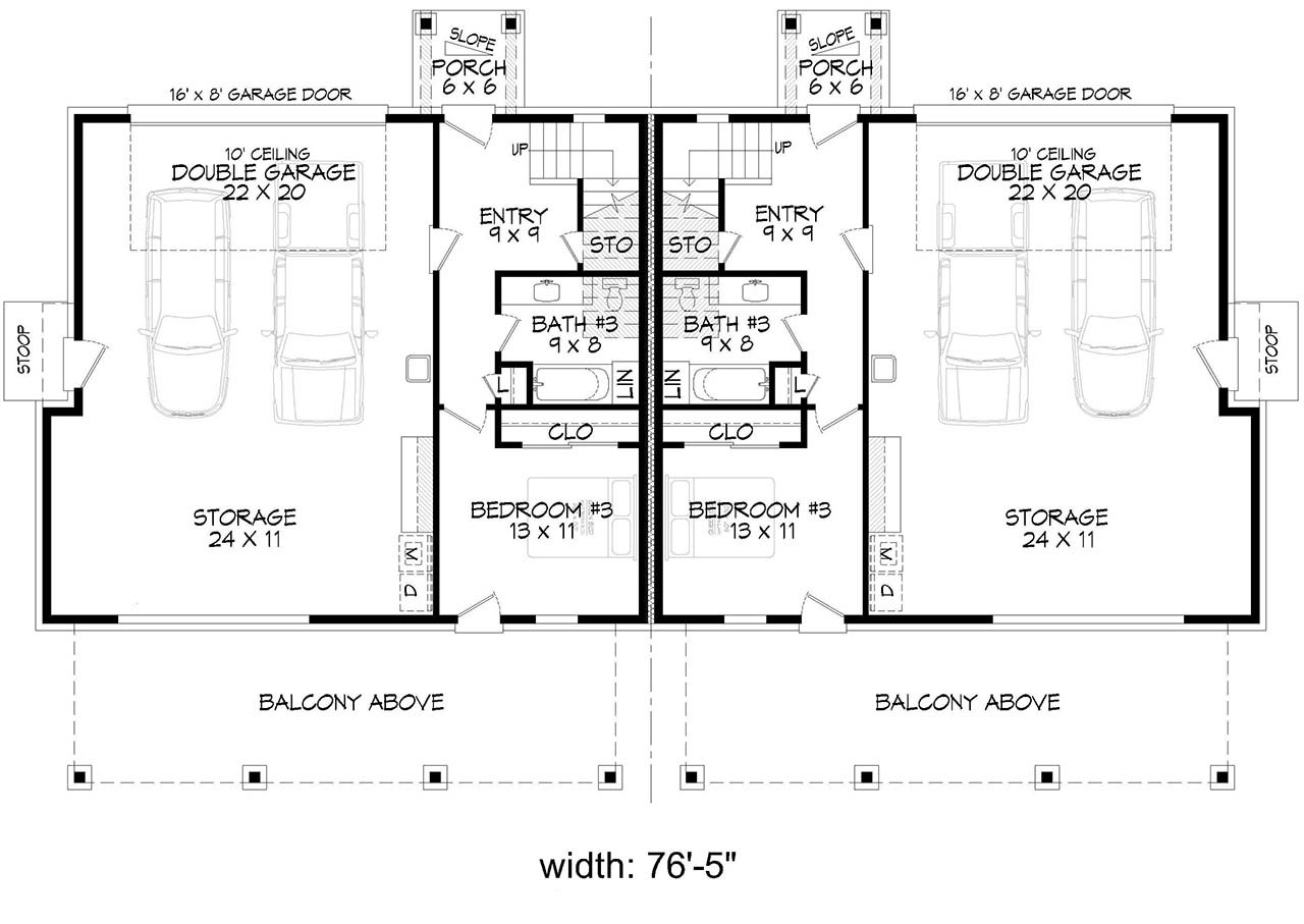 Contemporary House Plan - Eagle Thunder Duplex 33055 - 1st Floor Plan