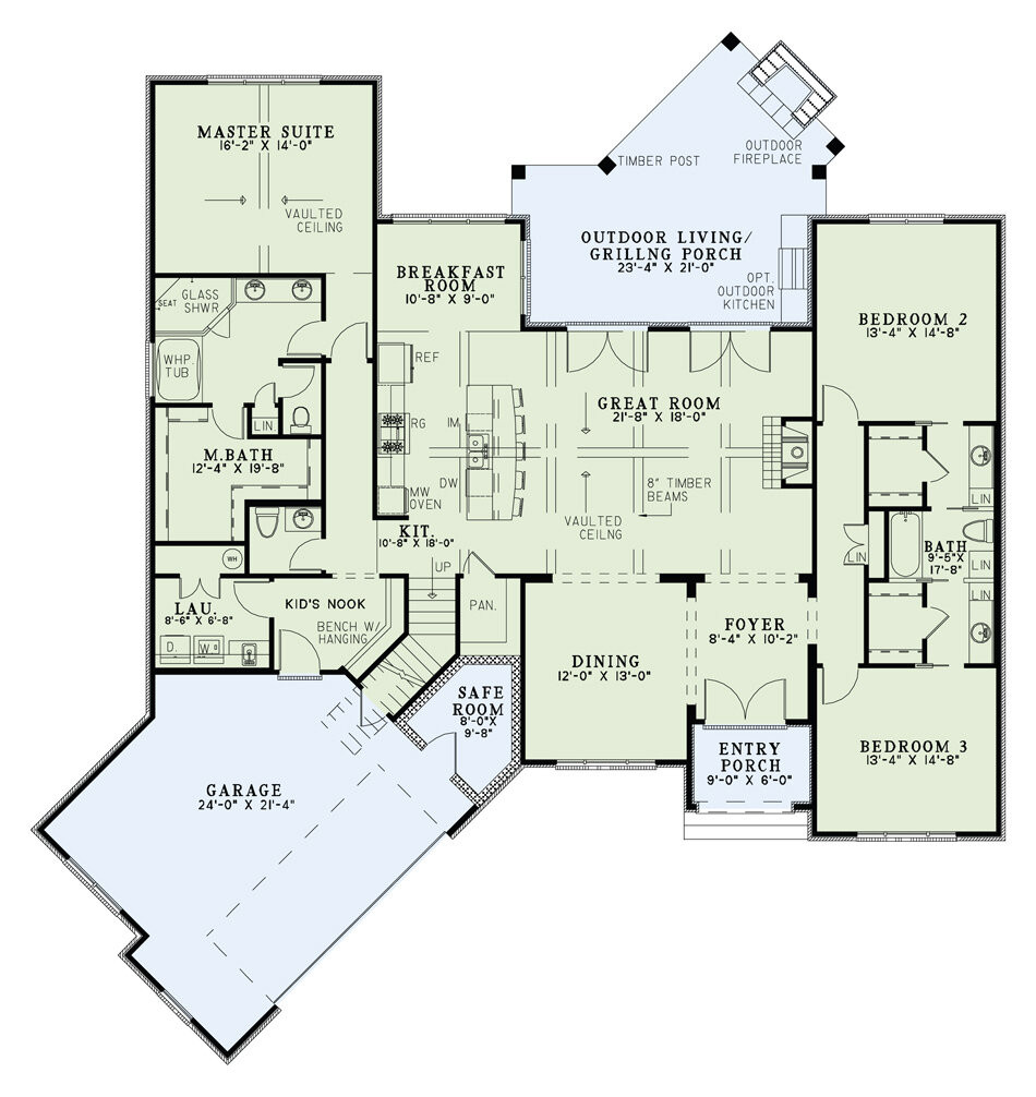 European House Plan - Blair Lane 62895 - 1st Floor Plan