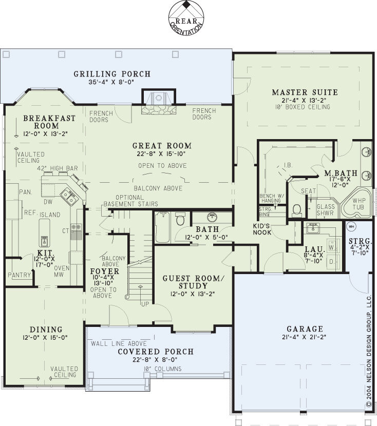 Craftsman House Plan - Abigail Place 45022 - 1st Floor Plan