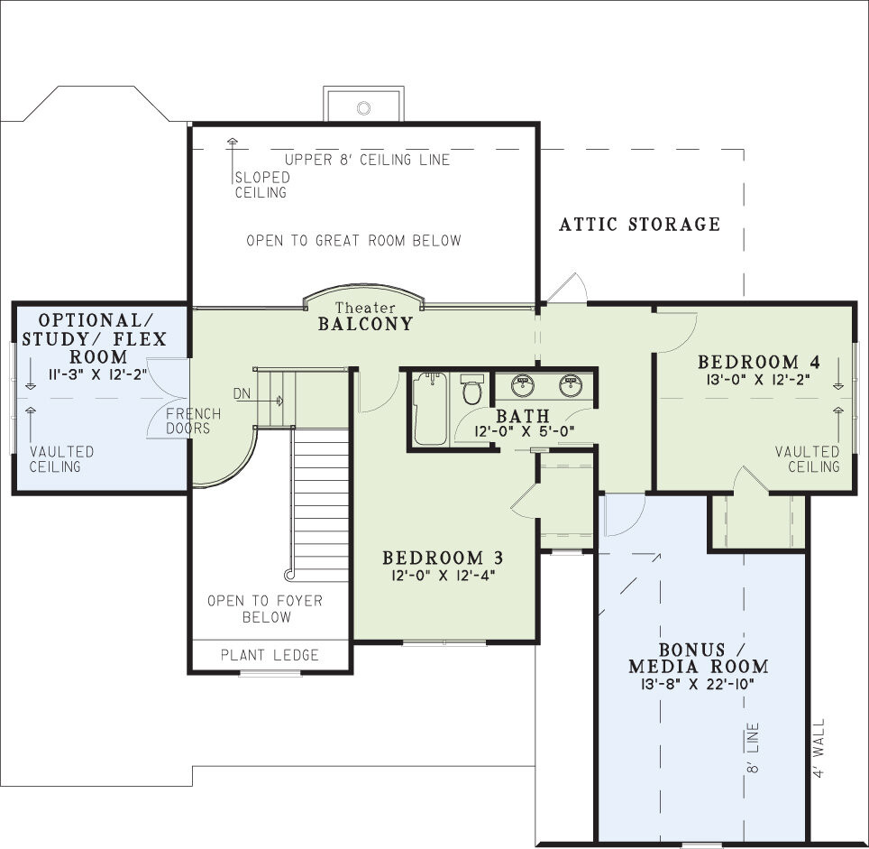 Craftsman House Plan - Abigail Place 45022 - 2nd Floor Plan