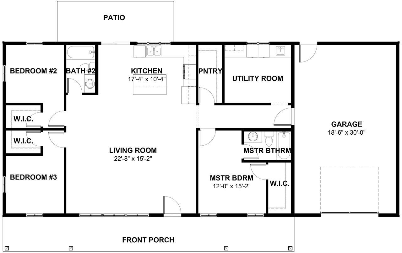 Ranch House Plan - Barbara 90508 - 1st Floor Plan