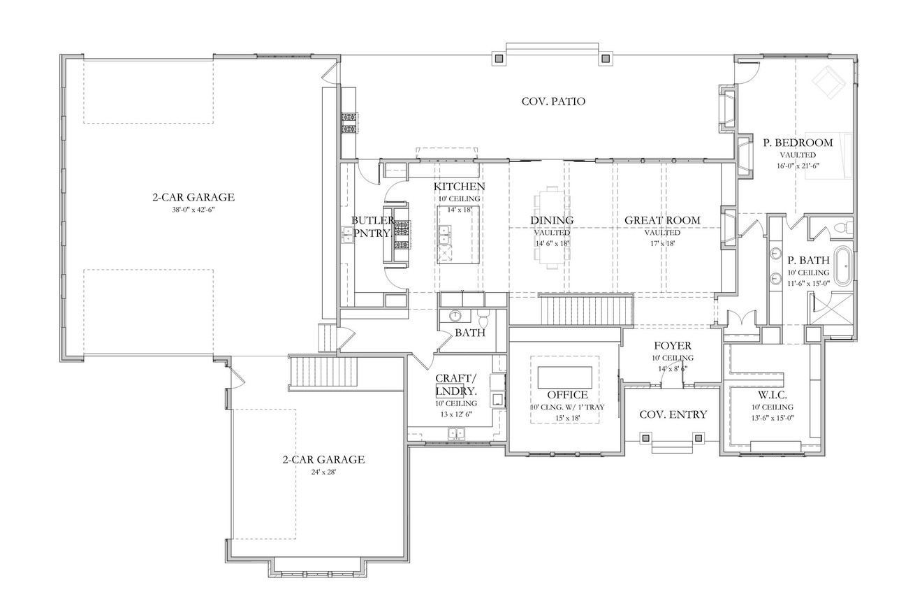 Craftsman House Plan - Alta 37588 - 1st Floor Plan