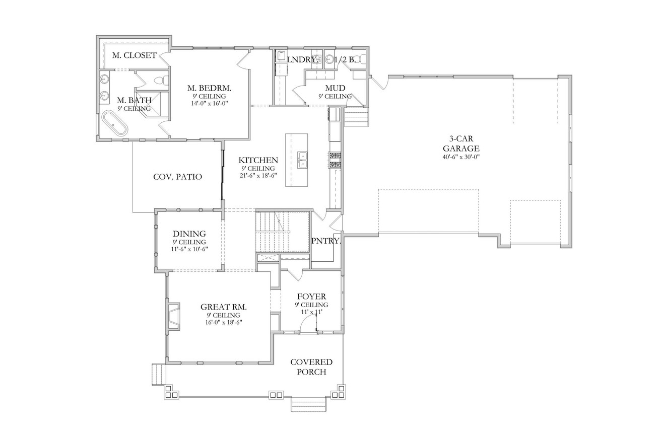 Craftsman House Plan - Beckley 68087 - 1st Floor Plan