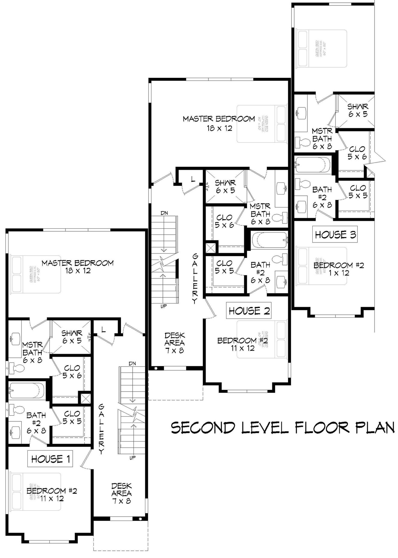 Secondary Image - Contemporary House Plan - Shepard 19 Five-Plex 74539 - 2nd Floor Plan