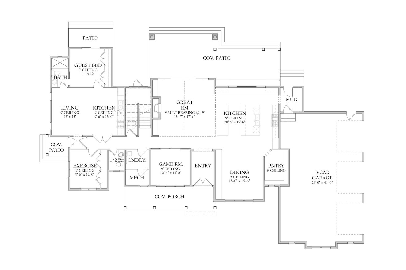 Farmhouse House Plan - Bennett 54090 - 1st Floor Plan