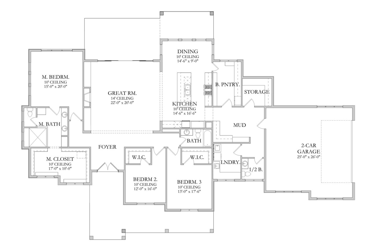 Ranch House Plan - Browning 24818 - 1st Floor Plan