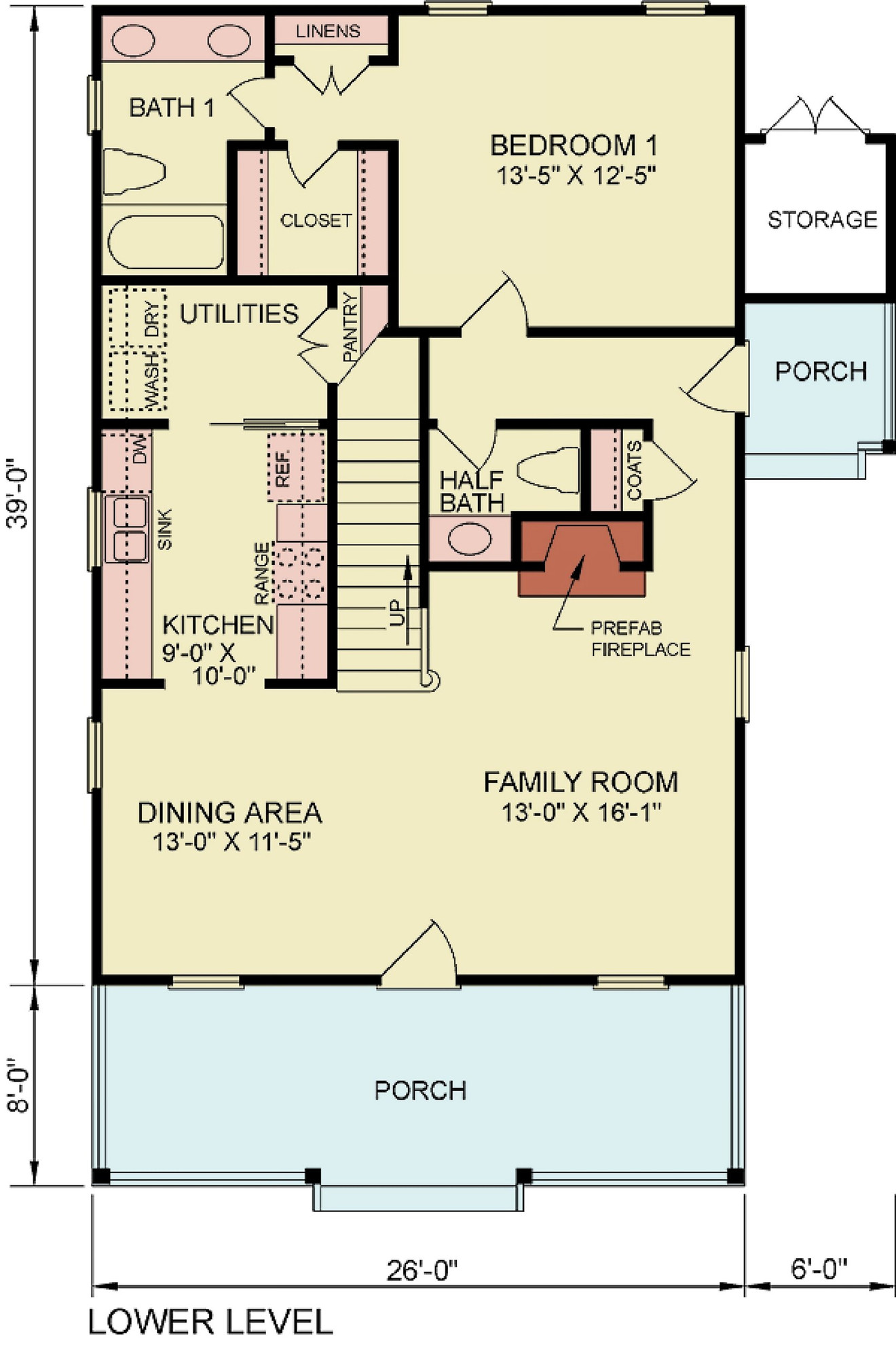 Cottage House Plan - Bynum House Plan 19818 - 1st Floor Plan